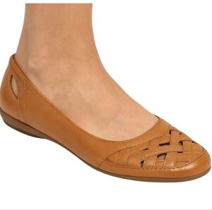 NEW Clarks Collection Tan Leather Woven Ballet Flats Size 9.5 Comfort Slip On